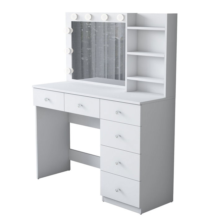 Hanah Home Mesa de Maquillaje Blanca con 10 Focos Hanah Home Mesa de Maquillaje Blanca con 10 Focos